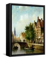 Figures on a Canal, Amsterdam-Johannes Franciscus Spohler-Framed Stretched Canvas