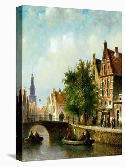 Figures on a Canal, Amsterdam-Johannes Franciscus Spohler-Stretched Canvas