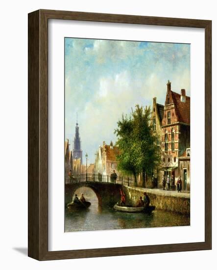 Figures on a Canal, Amsterdam-Johannes Franciscus Spohler-Framed Giclee Print