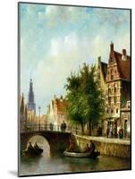 Figures on a Canal, Amsterdam-Johannes Franciscus Spohler-Mounted Giclee Print