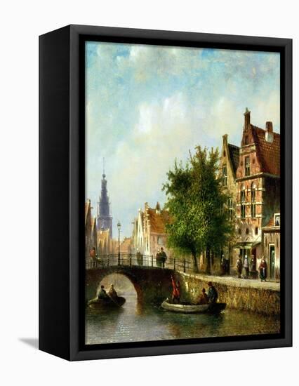 Figures on a Canal, Amsterdam-Johannes Franciscus Spohler-Framed Stretched Canvas