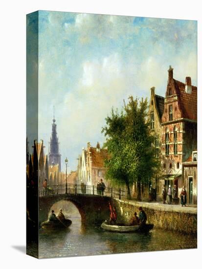 Figures on a Canal, Amsterdam-Johannes Franciscus Spohler-Stretched Canvas