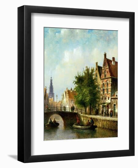 Figures on a Canal, Amsterdam-Johannes Franciscus Spohler-Framed Giclee Print