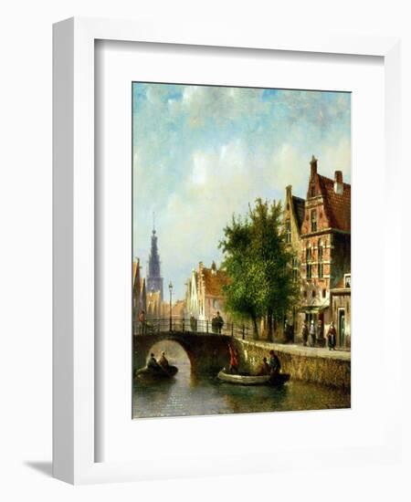 Figures on a Canal, Amsterdam-Johannes Franciscus Spohler-Framed Giclee Print