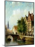 Figures on a Canal, Amsterdam-Johannes Franciscus Spohler-Mounted Giclee Print