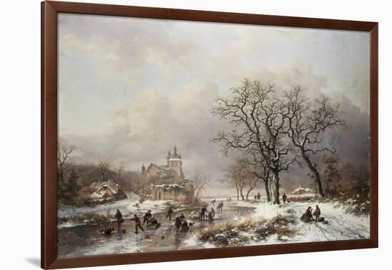 Figures on a Frozen Waterway, no.2-Frederik Marianus Kruseman-Framed Giclee Print