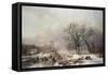 Figures on a Frozen Waterway, no.2-Frederik Marianus Kruseman-Framed Stretched Canvas