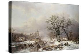 Figures on a Frozen Waterway, no.2-Frederik Marianus Kruseman-Stretched Canvas