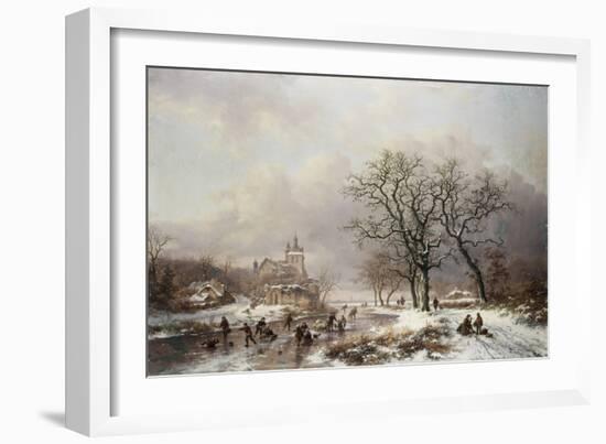 Figures on a Frozen Waterway, no.2-Frederik Marianus Kruseman-Framed Giclee Print