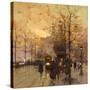 Figures on a Parisian Street at Dusk-Eugene Galien-Laloue-Stretched Canvas