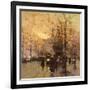 Figures on a Parisian Street at Dusk-Eugene Galien-Laloue-Framed Giclee Print