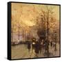 Figures on a Parisian Street at Dusk-Eugene Galien-Laloue-Framed Stretched Canvas