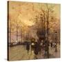 Figures on a Parisian Street at Dusk-Eugene Galien-Laloue-Stretched Canvas