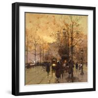 Figures on a Parisian Street at Dusk-Eugene Galien-Laloue-Framed Giclee Print