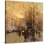 Figures on a Parisian Street at Dusk-Eugene Galien-Laloue-Stretched Canvas