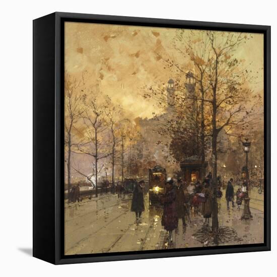 Figures on a Parisian Street-Eugene Galien-Laloue-Framed Stretched Canvas