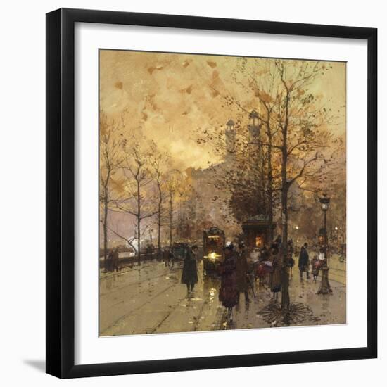 Figures on a Parisian Street-Eugene Galien-Laloue-Framed Premium Giclee Print