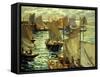 Figures on a Sailboat-Lie Jonas-Framed Stretched Canvas