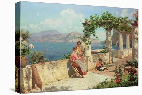 Figures on a Terrace in Capri-Robert Alott-Stretched Canvas