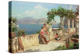 Figures on a Terrace in Capri-Robert Alott-Stretched Canvas