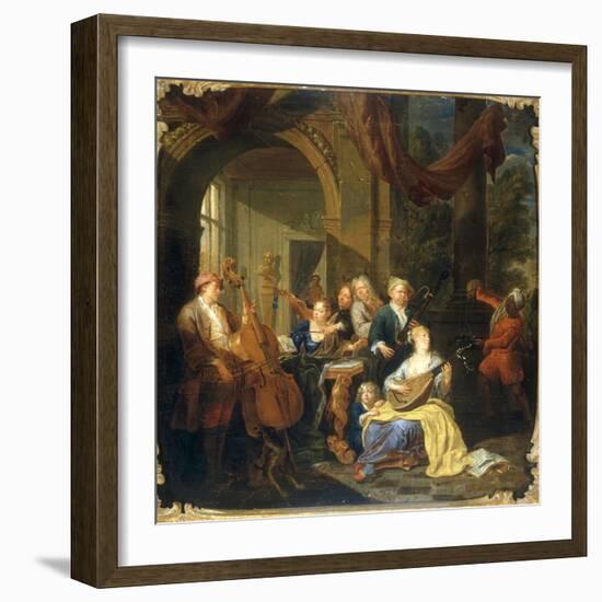 Figures on a Terrace Playing Music-Joseph Van Aken-Framed Giclee Print