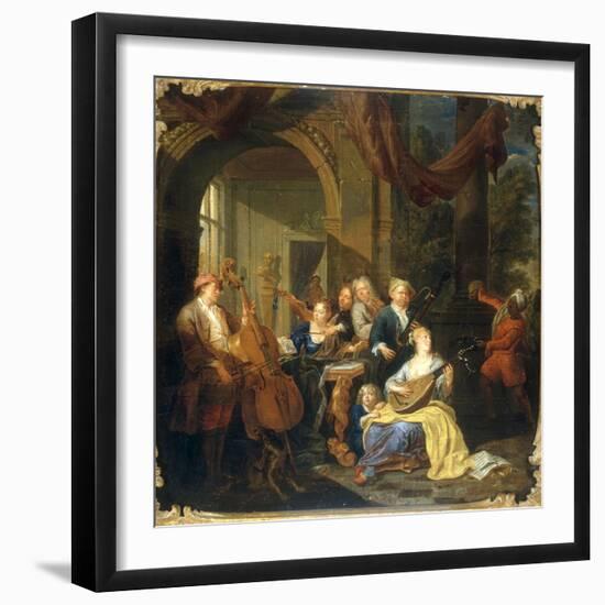 Figures on a Terrace Playing Music-Joseph Van Aken-Framed Giclee Print