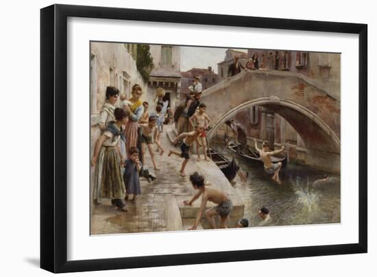 Figures on a Venetian Canal-Ludwig Passini-Framed Giclee Print