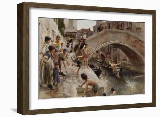 Figures on a Venetian Canal-Ludwig Passini-Framed Giclee Print