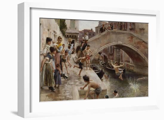 Figures on a Venetian Canal-Ludwig Passini-Framed Giclee Print