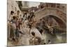 Figures on a Venetian Canal-Ludwig Passini-Mounted Giclee Print