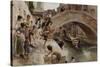 Figures on a Venetian Canal-Ludwig Passini-Stretched Canvas