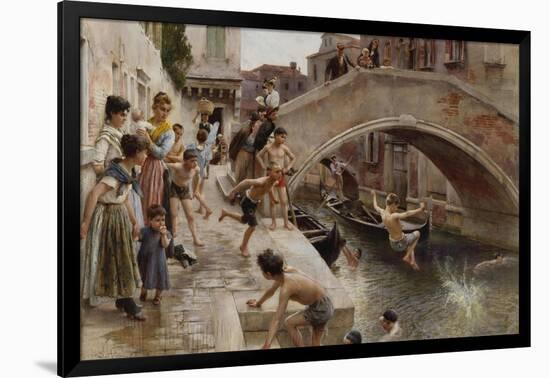 Figures on a Venetian Canal-Ludwig Passini-Framed Giclee Print