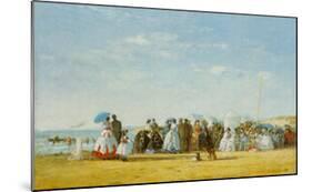 Figures On Beach-Eugène Boudin-Mounted Art Print