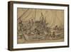 Figures on Board Small Merchant Vessels, c.1650-5-Willem van de, the Elder Velde-Framed Giclee Print