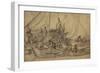 Figures on Board Small Merchant Vessels, c.1650-5-Willem van de, the Elder Velde-Framed Giclee Print