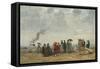 Figures on the Beach, C. 1867-70 (Oil on Canvas)-Eugene Louis Boudin-Framed Stretched Canvas