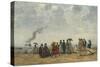 Figures on the Beach, C. 1867-70 (Oil on Canvas)-Eugene Louis Boudin-Stretched Canvas