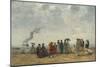 Figures on the Beach, C. 1867-70 (Oil on Canvas)-Eugene Louis Boudin-Mounted Giclee Print