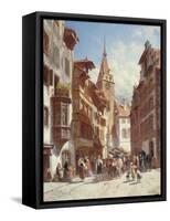 Figures on the Street in Zug, Switzerland, 1880-Jacques Carabain-Framed Stretched Canvas