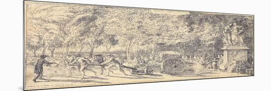 Figures Pulling a Barrel on a Trolley in the Tuileries Gardens, 1760 (Pair to 1163178)-Gabriel De Saint-aubin-Mounted Giclee Print