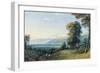 Figures Resting on a Hillside with a Church Spire Beyond, 1825-John Varley-Framed Giclee Print