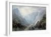 Figures Resting on the Pathway Through a Rocky Gorge (W/C and Bodycolour on Paper)-Waller Hugh Paton-Framed Giclee Print