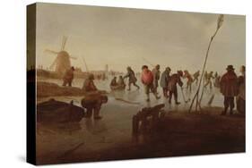 Figures Skating on Frozen Waterway, 17Th Century-Barent Avercamp-Stretched Canvas