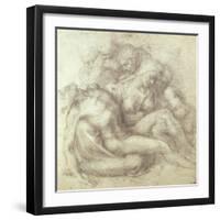 Figures Study for the Lamentation Over the Dead Christ, 1530-Michelangelo Buonarroti-Framed Giclee Print