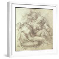 Figures Study for the Lamentation Over the Dead Christ, 1530-Michelangelo Buonarroti-Framed Giclee Print