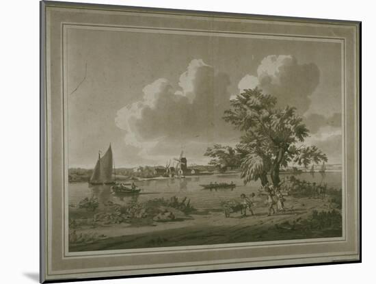 Figures Transporting Vegetable Along the Bank of the River Thames-John the Elder Cleveley-Mounted Giclee Print