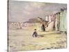 Figures Walking Beside a Line of Beach Huts-Philip Wilson Steer-Stretched Canvas