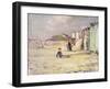 Figures Walking Beside a Line of Beach Huts-Philip Wilson Steer-Framed Giclee Print