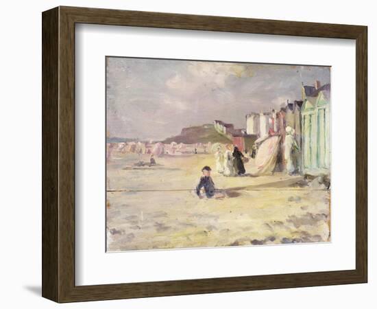 Figures Walking Beside a Line of Beach Huts-Philip Wilson Steer-Framed Giclee Print