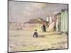 Figures Walking Beside a Line of Beach Huts-Philip Wilson Steer-Mounted Giclee Print